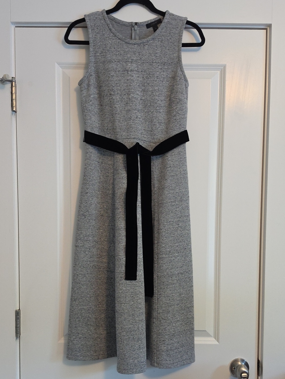 J Crew A-Line Dress Midi Dress with Contrasting Velvet Black Belt Size 0